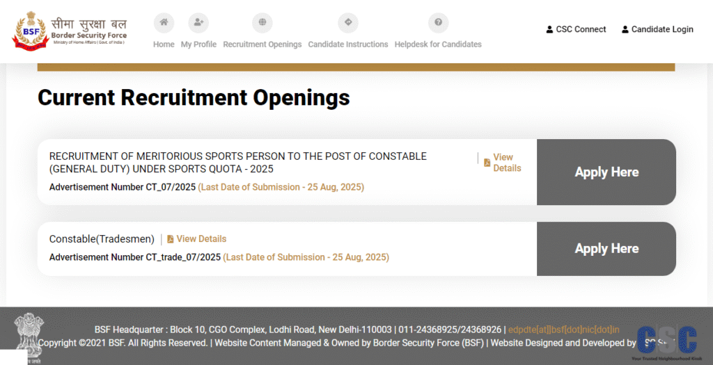 BSF Constable GD Recruitment 2025: