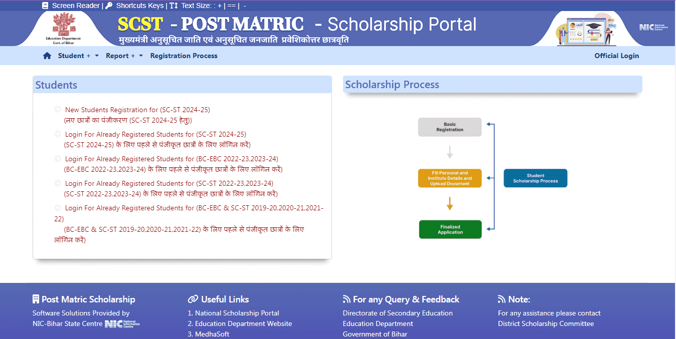 Bihar Post Matric SC / ST Scholarship 2025