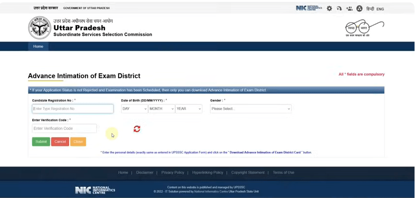 UPSSSC PET Exam City Slip 2025