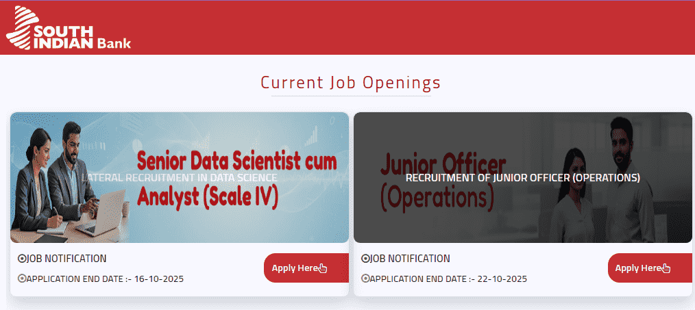 South Indian Bank Jr. Officer Vacancy 2025